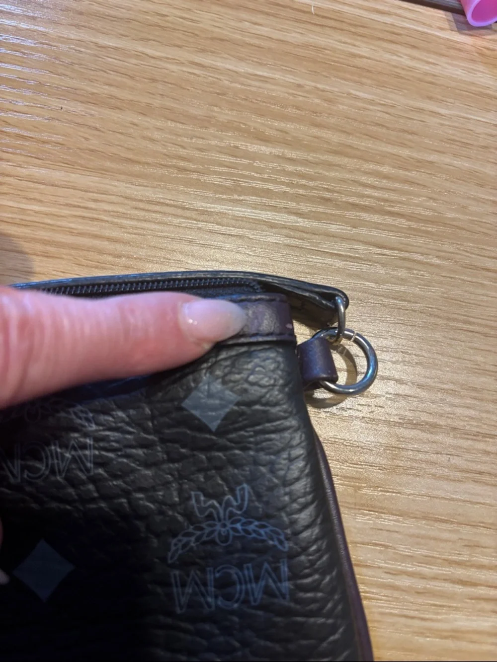 MCM Black and Dark Brown Monogram Wristlet Clutch - Picture 9 of 14